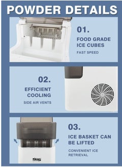 ماكينة صنع الثلج المحمولة على الطاولة، ماكينة صنع الثلج الذكية الدائرية الأوتوماتيكية مع مقبض ومغرفة، سعة 1.4 لتر، قوة صنع الثلج 90 وات، بيضاء - pzsku/ZDAB8113D07E7504679D3Z/45/_/1739762320/9fdcd91d-6c31-49be-afee-7a45b4058df0