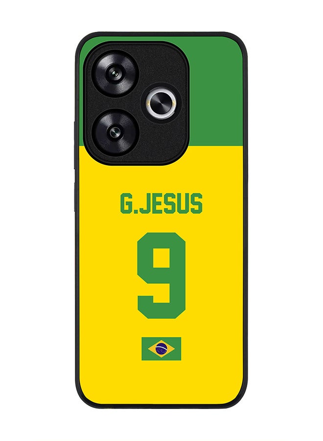 Stylizedd Rugged Black edge case for Xiaomi Poco F6 / Xiaomi Redmi Turbo 3, Slim fit Case Flexible Cover - Football Team - Brazil, Player Name - G.Jesus - Image 1