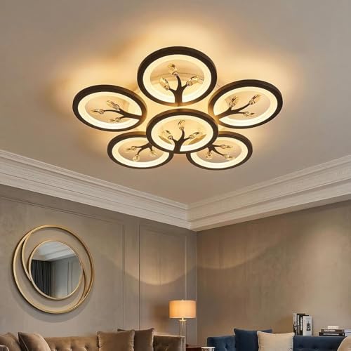 blissbells 6 Light 60-Watts White Crystal LED Chandelier Lamp - Round (5+1 Circle Warm) - Image 2