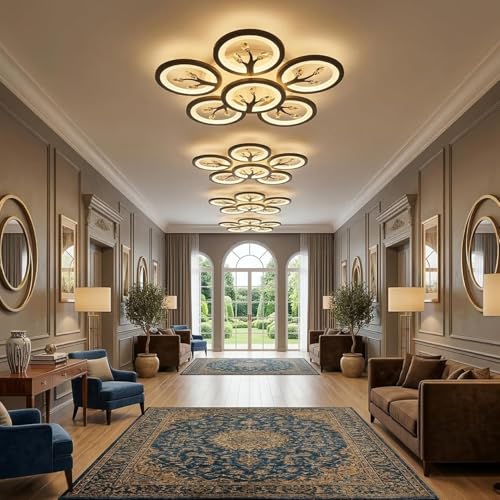 blissbells 6 Light 60-Watts White Crystal LED Chandelier Lamp - Round (5+1 Circle Warm) - Image 3