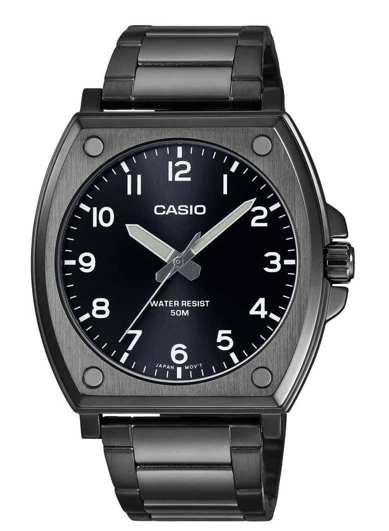 كاسيو ساعة للرجال انالوج من الستانلس ستيل المطلي باللون الأسود - MTP-E730B-1AVDF