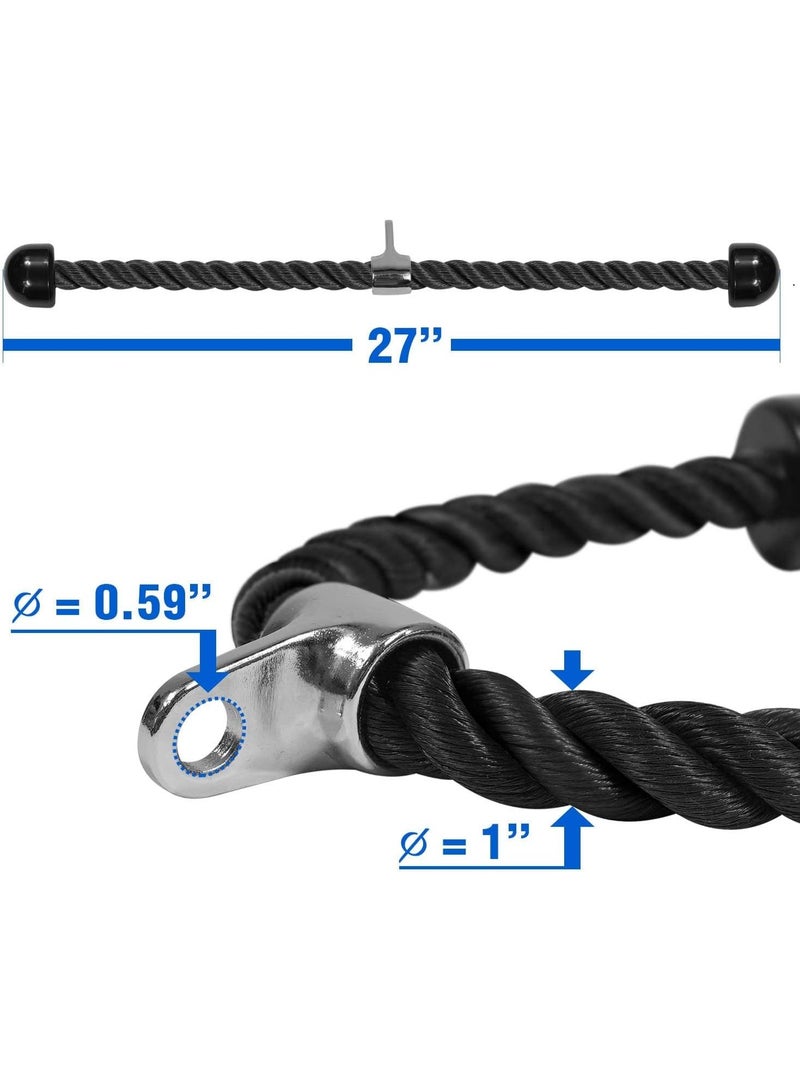 ياس 4 أول حبل تمارين عضلة الترايسبس من Yes4All بطول 27 و36 بوصة، مصنوع من حبل نايلون قوي مع خطاف معدني من الستانلس ستيل، ملحقات جهاز الكيبل لتمارين القوة وشد الذراعين والكتفين والعضلات في المنزل أو النادي - Image 2