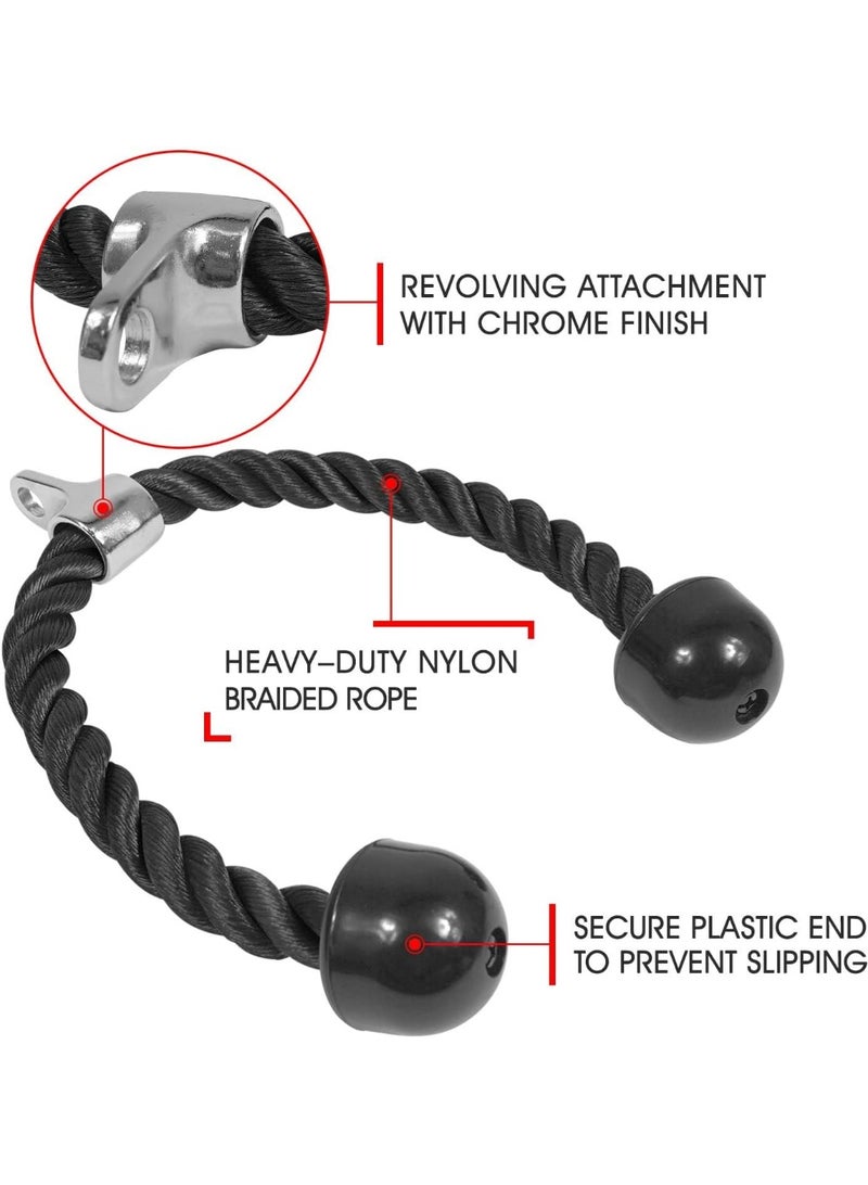 ياس 4 أول حبل تمارين عضلة الترايسبس من Yes4All بطول 27 و36 بوصة، مصنوع من حبل نايلون قوي مع خطاف معدني من الستانلس ستيل، ملحقات جهاز الكيبل لتمارين القوة وشد الذراعين والكتفين والعضلات في المنزل أو النادي - Image 3