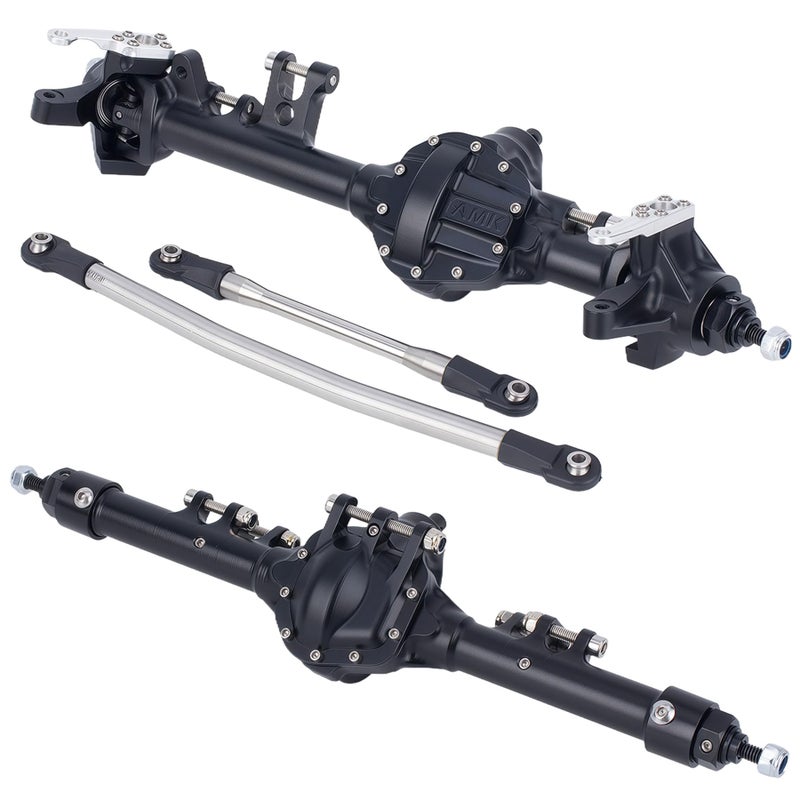 AMK HD44 Axles 110 RC Offset Straight Axles CNC Aluminum Integrated Front Rear Axles with HighStrength Steel Gears for 110 RC Crawlers Vanquish VS410 Axial SCX10 II Upgrades Black - Image 3