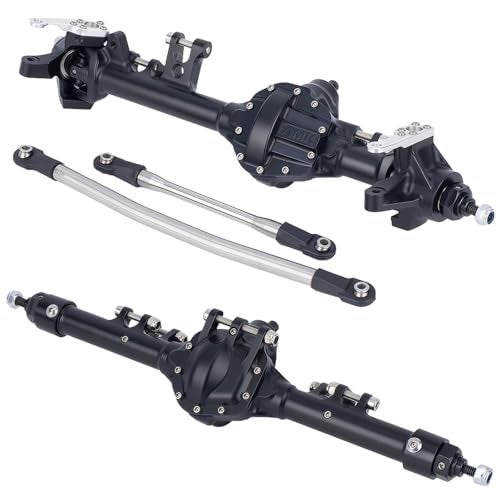 AMK HD44 Axles 110 RC Offset Straight Axles CNC Aluminum Integrated Front Rear Axles with HighStrength Steel Gears for 110 RC Crawlers Vanquish VS410 Axial SCX10 II Upgrades Black - Image 1