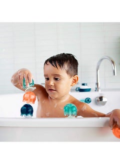 بون ألعاب استحمام على شكل أكواب شفط من Boon Jellies - ألعاب حسية للأطفال على شكل حوض استحمام - ألعاب شفط على شكل قنديل البحر لوقت الاستحمام - أزرق داكن/مرجاني - ألعاب استحمام للأطفال والرضع - 9 قطع - للأعمار من 12 شهرًا فما فوق  - Image 5