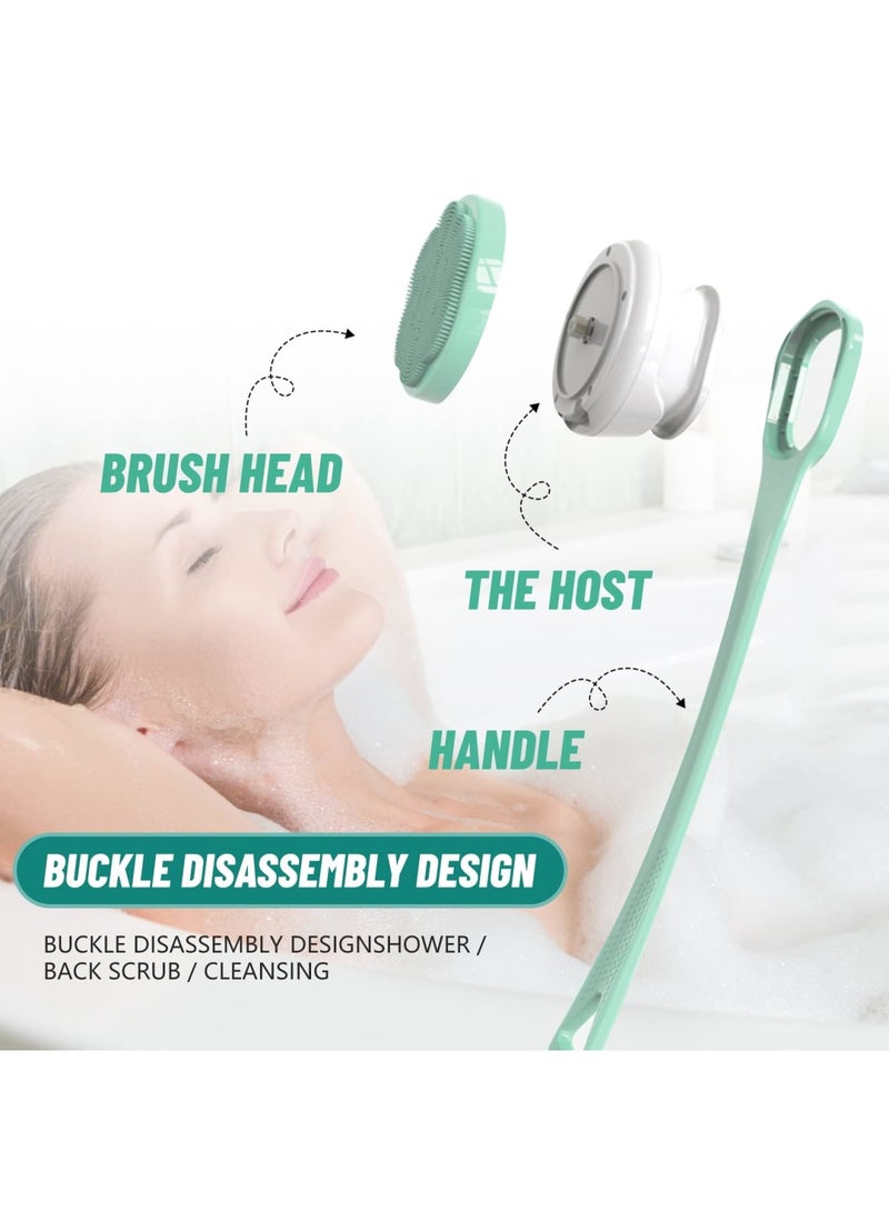 SYOSI Electric Body Brush Set, Back Scrubber Body Exfoliator Shower Brush with Long Handle, 6 Brush Heads Waterproof Bath Brush 3 Speeds Rechargeable USB Charging Skin Brush for Deep Cleaning and Relaxing - Image 2