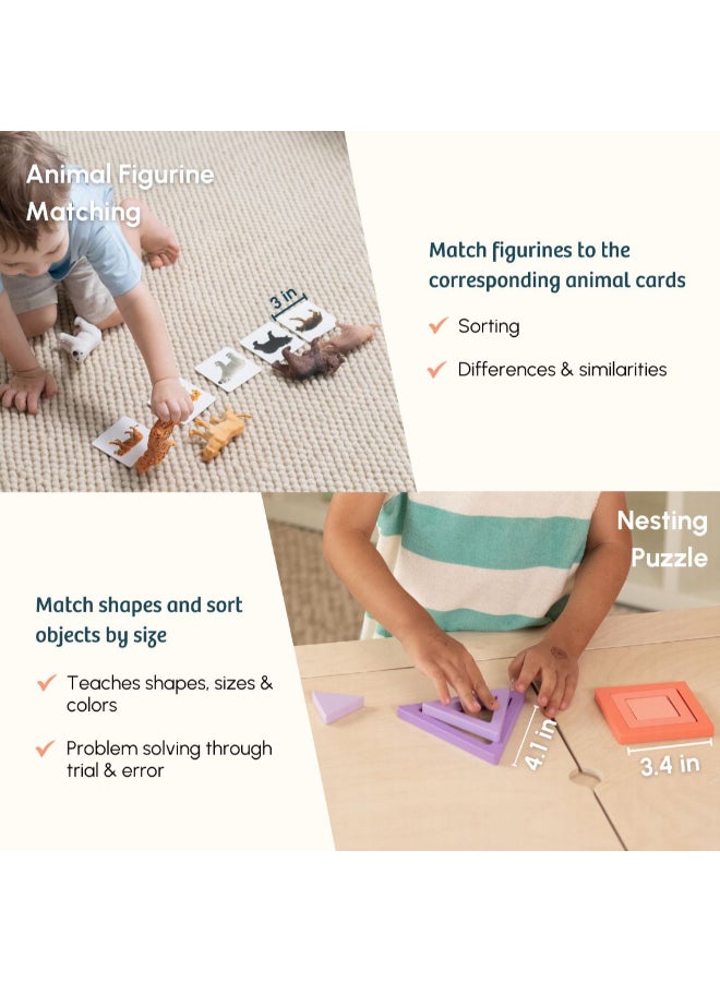 Curious Cub لعبة مونتيسوري الخشبية للأطفال 19+ شهرًا لتعزيز التعلم وتطوير الدماغ، ألعاب مونتيسوري للأطفال من عمر 1+ سنة، ألعاب حسية لتعلم الألوان والأنماط والتعرف على الحيوانات، هدية مثالية للأطفال. - Image 5