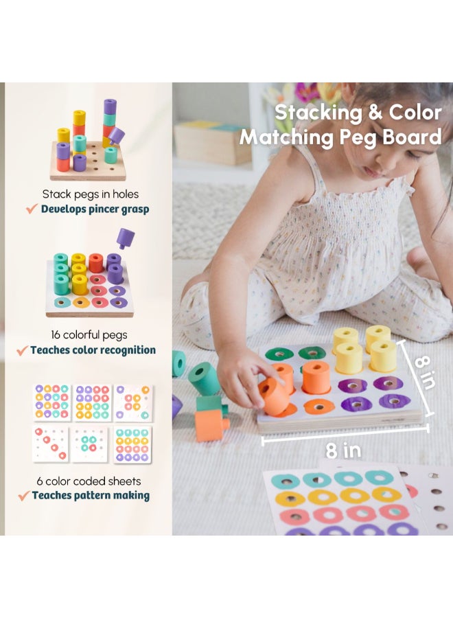 Curious Cub لعبة مونتيسوري الخشبية للأطفال 19+ شهرًا لتعزيز التعلم وتطوير الدماغ، ألعاب مونتيسوري للأطفال من عمر 1+ سنة، ألعاب حسية لتعلم الألوان والأنماط والتعرف على الحيوانات، هدية مثالية للأطفال. - Image 3