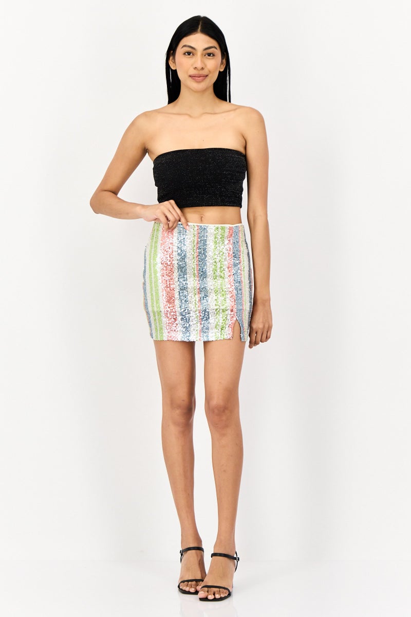 ONLY Women Textured Pull On Mini Skirt, Multicolor  - Image 4