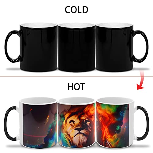 Caliamary Heat Changing Coffee Mug, Lion Heat Sensitive Color Changing Mug Cup, 11 Ounce Funny Ceramic Morning Coffee Mugs Cool Mug for Men - Image 2