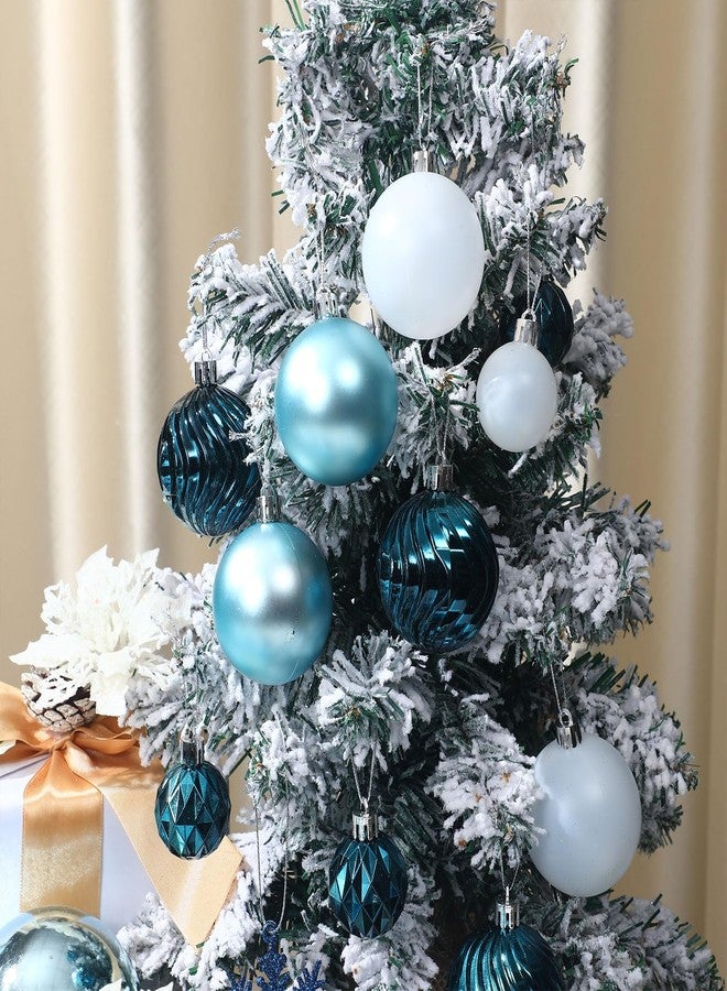 Vercraft 104 Pcs Christmas Tree Decorations Set, Shatterproof Christmas Ball Ornaments Poinsettia Decorations Ribbon Tree Topper for Xmas Holiday Wedding Party(Blue) - Image 5
