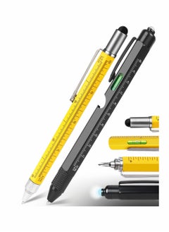 Tools Gifts for Men Multitool Pen - Cool Gadgets for Men Dad Unique Birthday Gifts for Men Who Have Everything Engineer Woodworker Carpenter, Pocket Multi Tool with Light, Stylus, Ruler, Screwdriver