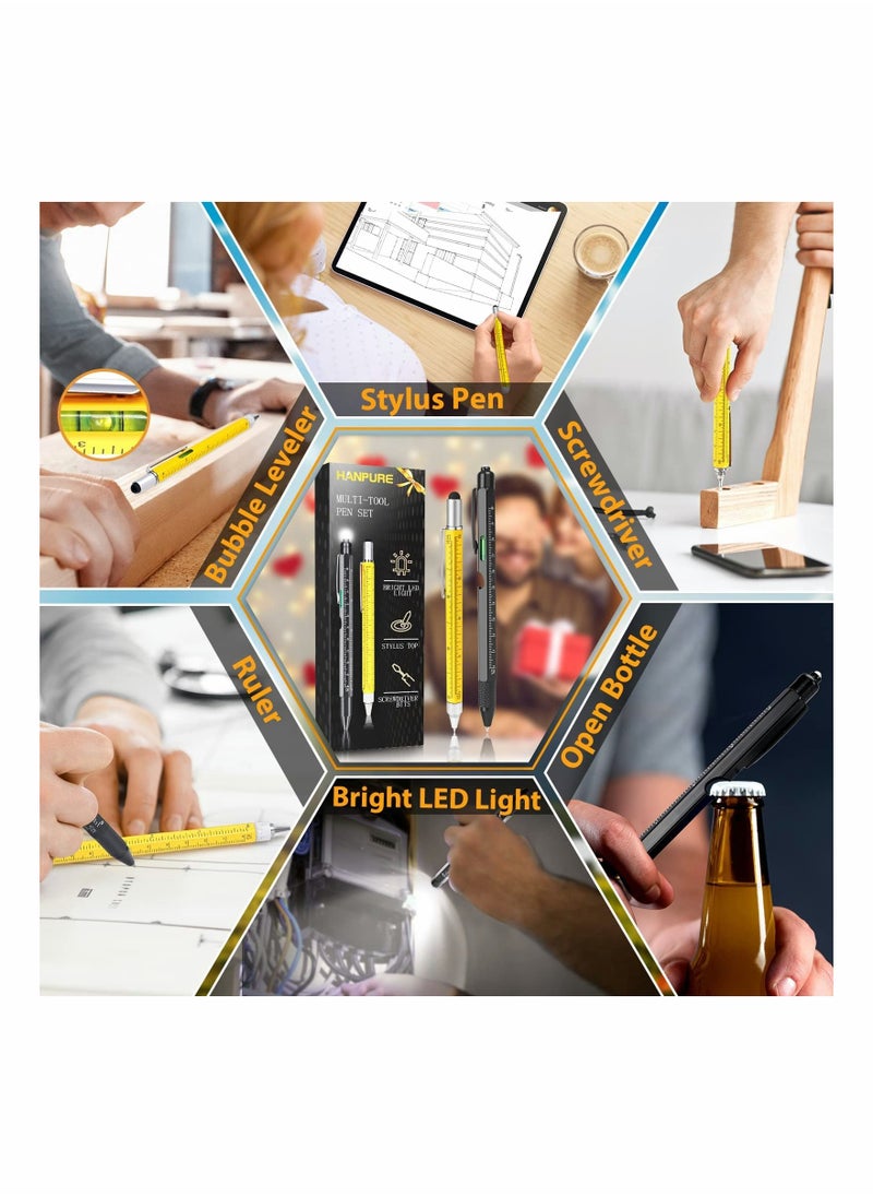 SYOSI - Tools Gifts for Men Multitool Pen - Cool Gadgets for Men Dad Unique Birthday Gifts for Men Who Have Everything Engineer Woodworker Carpenter, Pocket Multi Tool with Light, Stylus, Ruler, Screwdriver - Image 1
