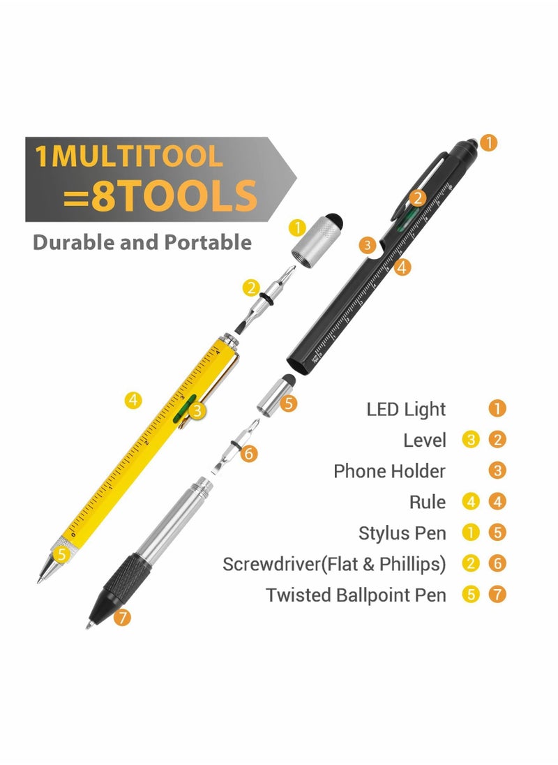 SYOSI - Tools Gifts for Men Multitool Pen - Cool Gadgets for Men Dad Unique Birthday Gifts for Men Who Have Everything Engineer Woodworker Carpenter, Pocket Multi Tool with Light, Stylus, Ruler, Screwdriver - Image 1