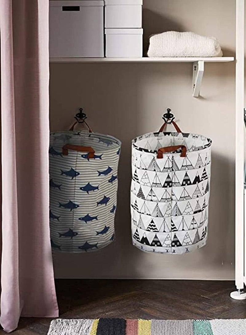 Large Storage Bin, Baskets, Open Storage Case, toys Storage Laundry Hamper Organizer for Box & Bins Nursey Baby Gift, Waterproof Storage Box Collapsible Toy Basket Shark Pattern, PE Coating - Image 2