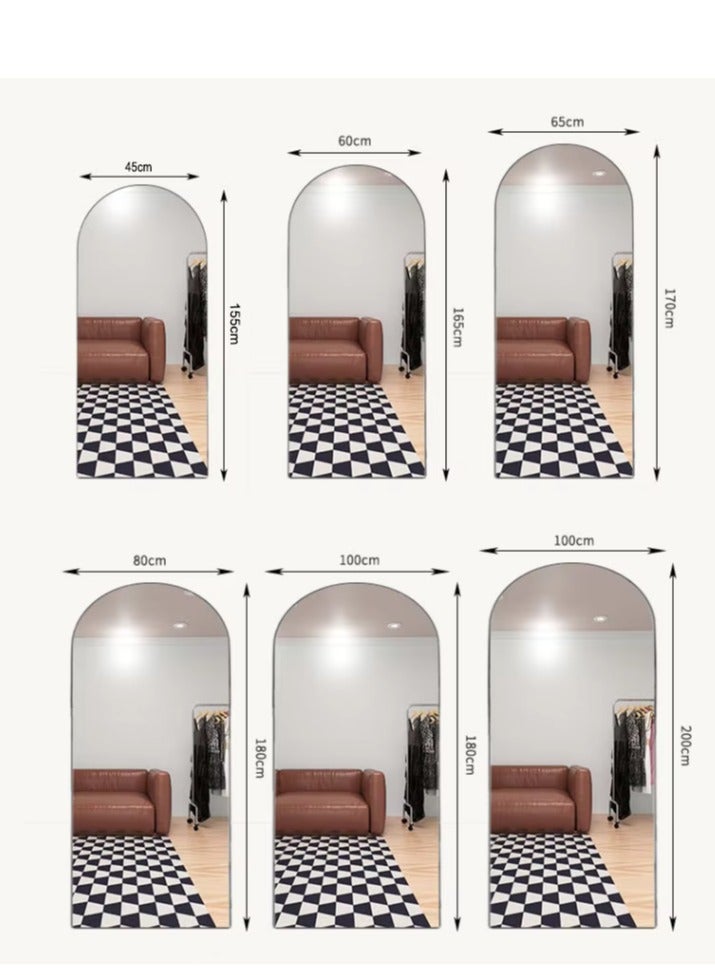 Full Length Mirror 23.6" x 65"/17.7" x 61" Arched Aluminum alloy Large Standing Dressing Mirror Hanging Leaning Against Wall Mounted Mirror with Stand for Bedroom Locker Room Living Room (Black)