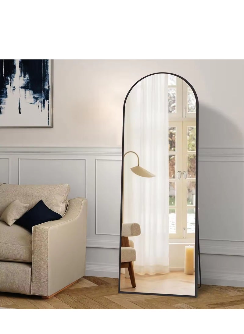Y&D Full Length Mirror 23.6" x 65"/17.7" x 61" Arched Aluminum alloy Large Standing Dressing Mirror Hanging Leaning Against Wall Mounted Mirror with Stand for Bedroom Locker Room Living Room (Black)  - Image 2