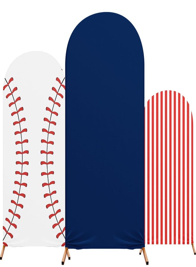 RimCereal 3 Set Baseball Theme Arch Backdrop Stand Covers Sport Background Arched Stretchy Fabric Backdrop Cover for Boys Birthday Baseball Party Decoration () - Image 1