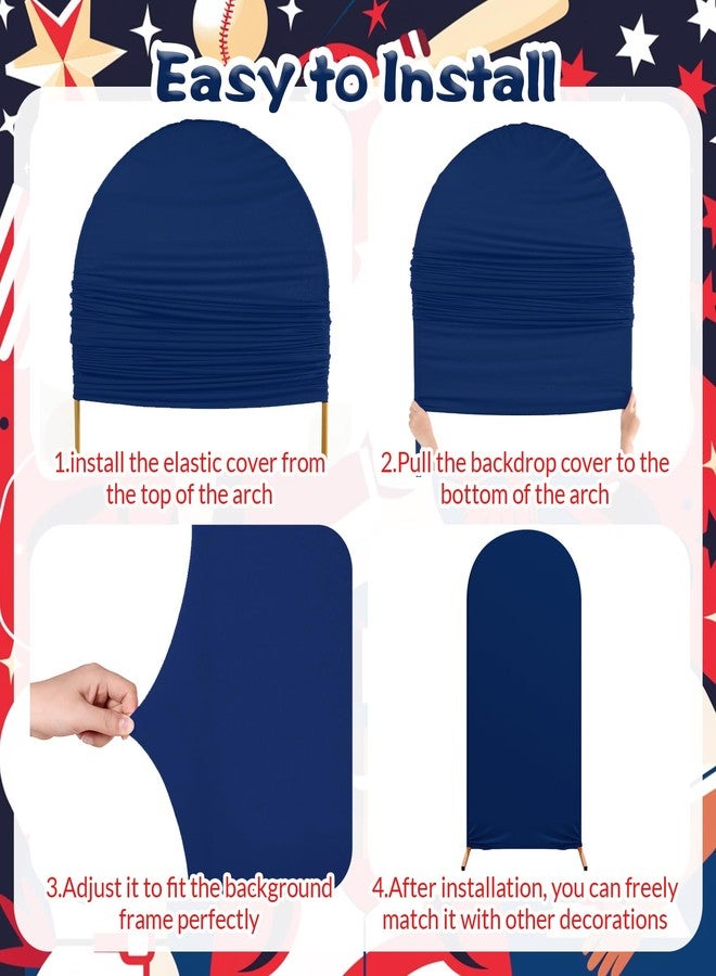 RimCereal 3 Set Baseball Theme Arch Backdrop Stand Covers Sport Background Arched Stretchy Fabric Backdrop Cover for Boys Birthday Baseball Party Decoration () - Image 2