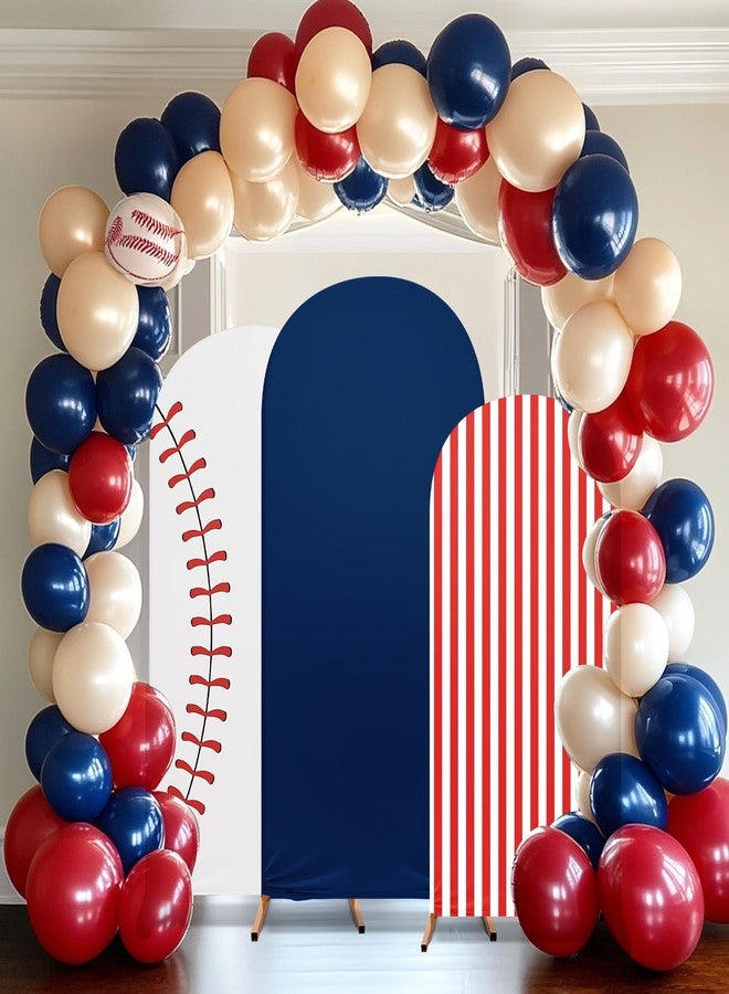 RimCereal 3 Set Baseball Theme Arch Backdrop Stand Covers Sport Background Arched Stretchy Fabric Backdrop Cover for Boys Birthday Baseball Party Decoration () - Image 5
