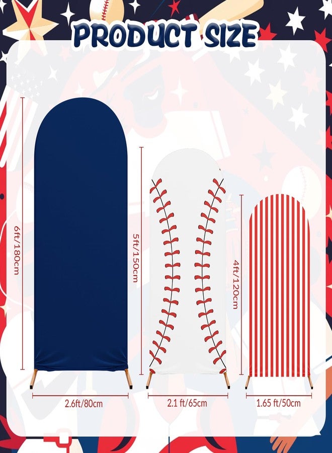 RimCereal 3 Set Baseball Theme Arch Backdrop Stand Covers Sport Background Arched Stretchy Fabric Backdrop Cover for Boys Birthday Baseball Party Decoration () - Image 3