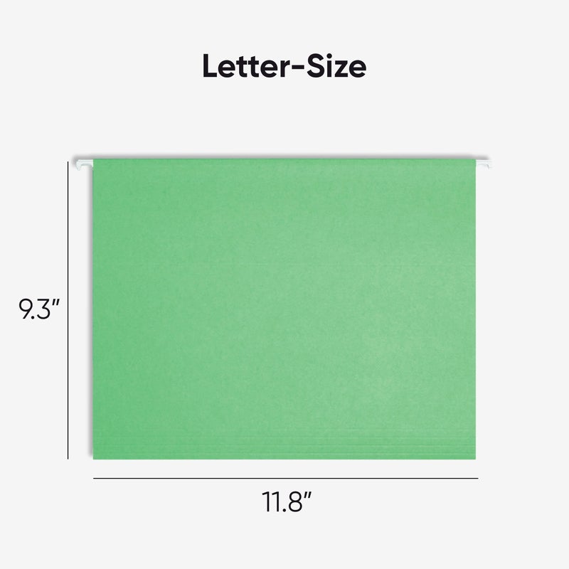 Smead Standard Hanging File Folders, 25 Count, Green, 1/5-Cut Adjustable Tabs, Letter Size (64061) - Image 2