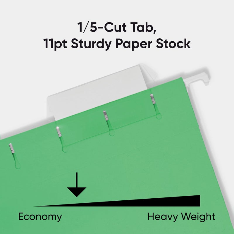 Smead Standard Hanging File Folders, 25 Count, Green, 1/5-Cut Adjustable Tabs, Letter Size (64061) - Image 4