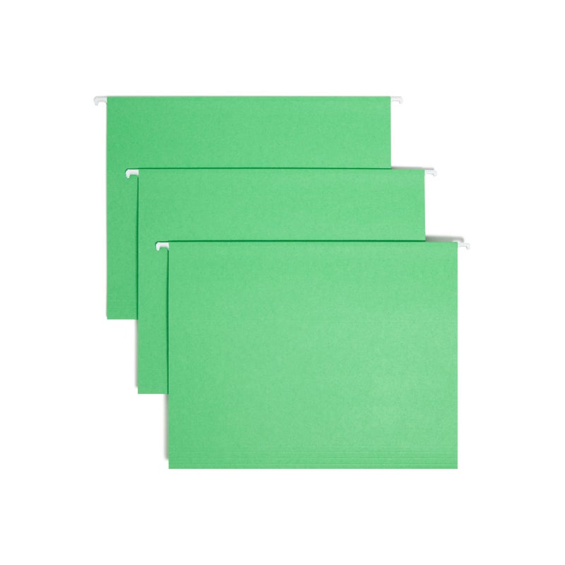 Smead Standard Hanging File Folders, 25 Count, Green, 1/5-Cut Adjustable Tabs, Letter Size (64061) - Image 1