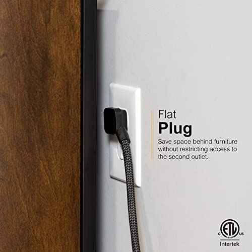 GE UltraPro Adapt 12-Outlet Surge Protector, 6ft Braided Heavy Duty Extension Cord, Flat Plug Power Strip, 3540 Joules, Black, 74542 - Image 4