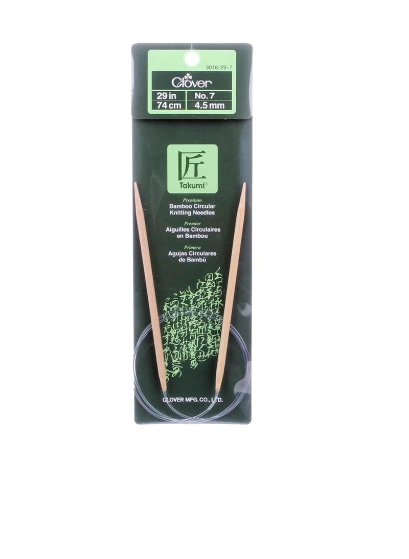 كلوفر إبر الحياكة الدائرية المصنوعة من الخيزران 29 بوصة مقاس 7 4.5 مم - Image 1