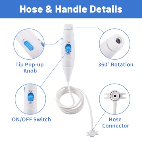 Oralphi Replacement Hose and Handle Parts Compatible with Waterpik Water Flosser WP-100 WP-300 WP-660 WP-900 Series Oral Irrigator, Plastic Handle, Oral Hygiene Accessories (Slide Switch) - Image 4