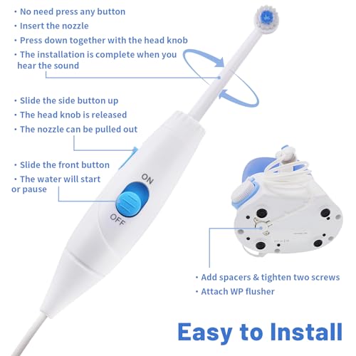 Oralphi Replacement Hose and Handle Parts Compatible with Waterpik Water Flosser WP-100 WP-300 WP-660 WP-900 Series Oral Irrigator, Plastic Handle, Oral Hygiene Accessories (Slide Switch) - Image 5