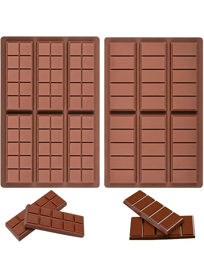 PROMASS Chocolate Bar Molds - Silicone Break Apart Protein and Rectangle Chocolate Bar Sweet Molds, Silicone Bakeware Wax Melt Molds, Pack of 2 - Image 1