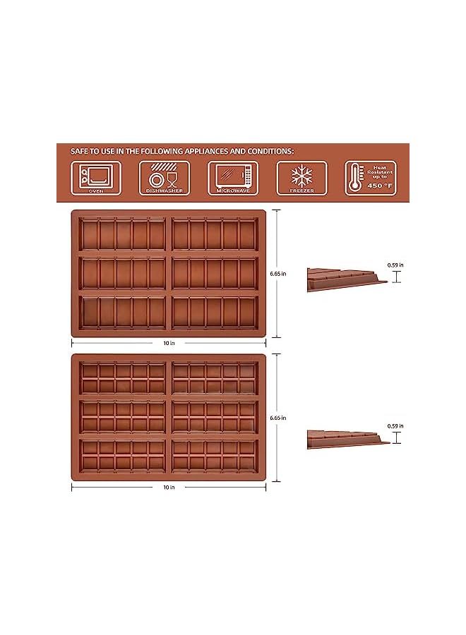 PROMASS Chocolate Bar Molds - Silicone Break Apart Protein and Rectangle Chocolate Bar Sweet Molds, Silicone Bakeware Wax Melt Molds, Pack of 2 - Image 4