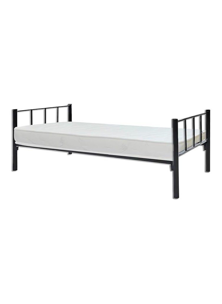 INFINI HOMES INFINI HOMES Steel Metal Single Bed with Medicated Mattress (Single, Black, 190 X 90 X 70 CM)  - Image 1