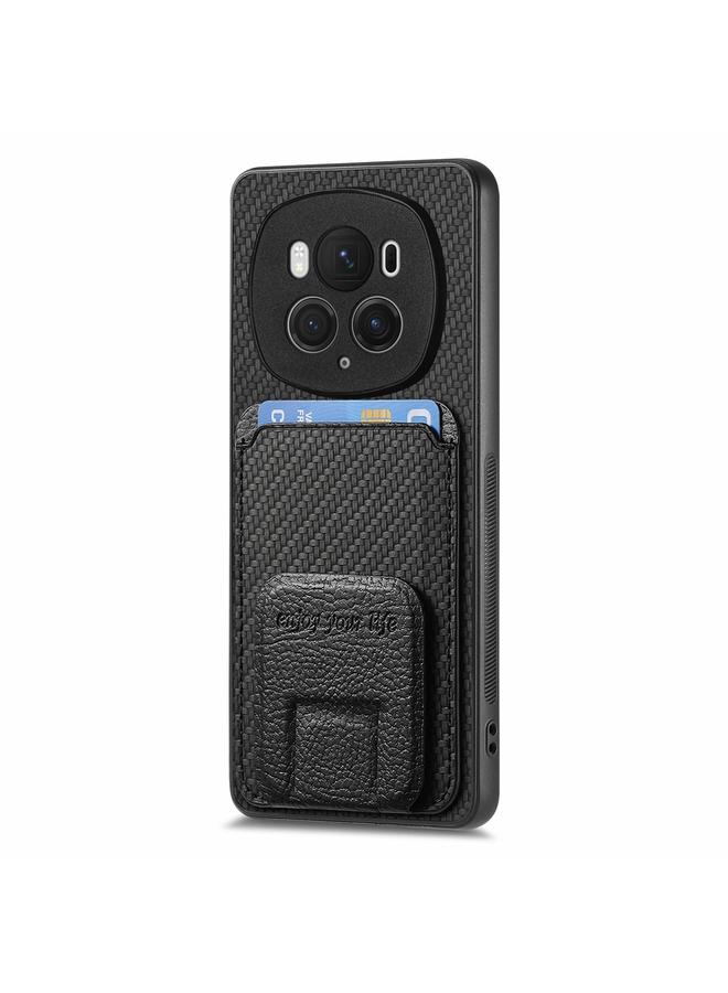 S-TOP Case For Honor Magic6 Pro Carbon Fiber Card Bag Fold Stand Phone Case - Image 2