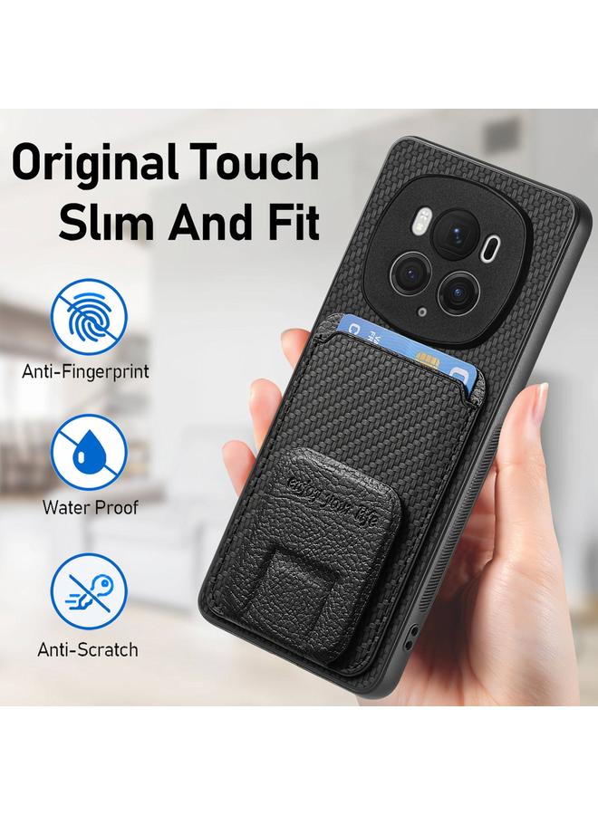 S-TOP Case For Honor Magic6 Pro Carbon Fiber Card Bag Fold Stand Phone Case - Image 5