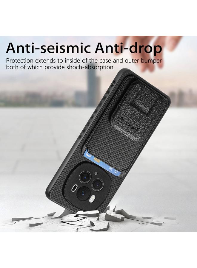 S-TOP Case For Honor Magic6 Pro Carbon Fiber Card Bag Fold Stand Phone Case - Image 3