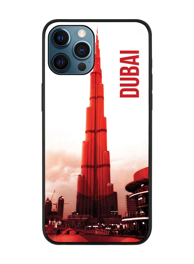 Stylizedd حافظة حواف سوداء متينة لجهاز آبل آيفون 12 برو - حافظة مرنة من المطاط المضاد للصدمات - غلاف رقيق - دبي - برج خليفة - Image 1