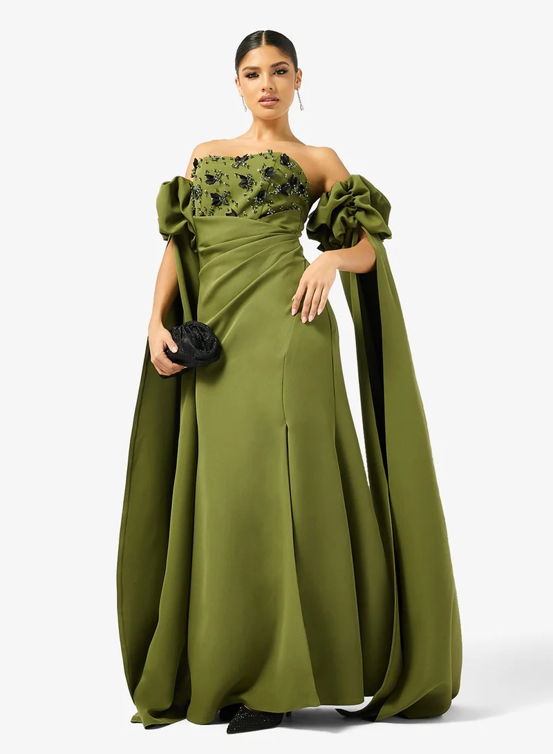 Iyra  Flower Detail Side Slit Dress for Women | Best Price UAE