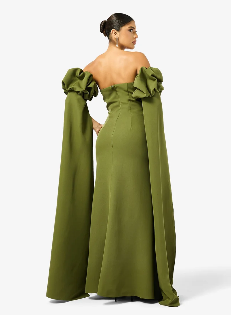 Iyra  Flower Detail Side Slit Dress for Women | Best Price UAE