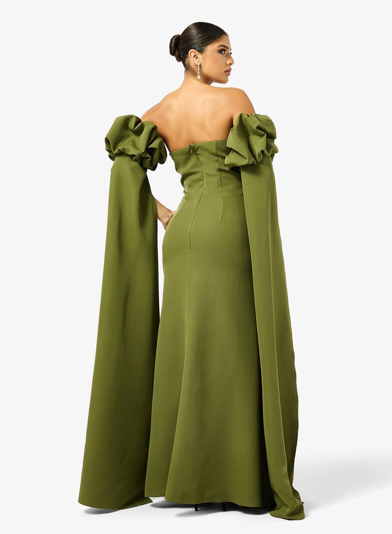Iyra Flower Detail Side Slit Dress - Image 3