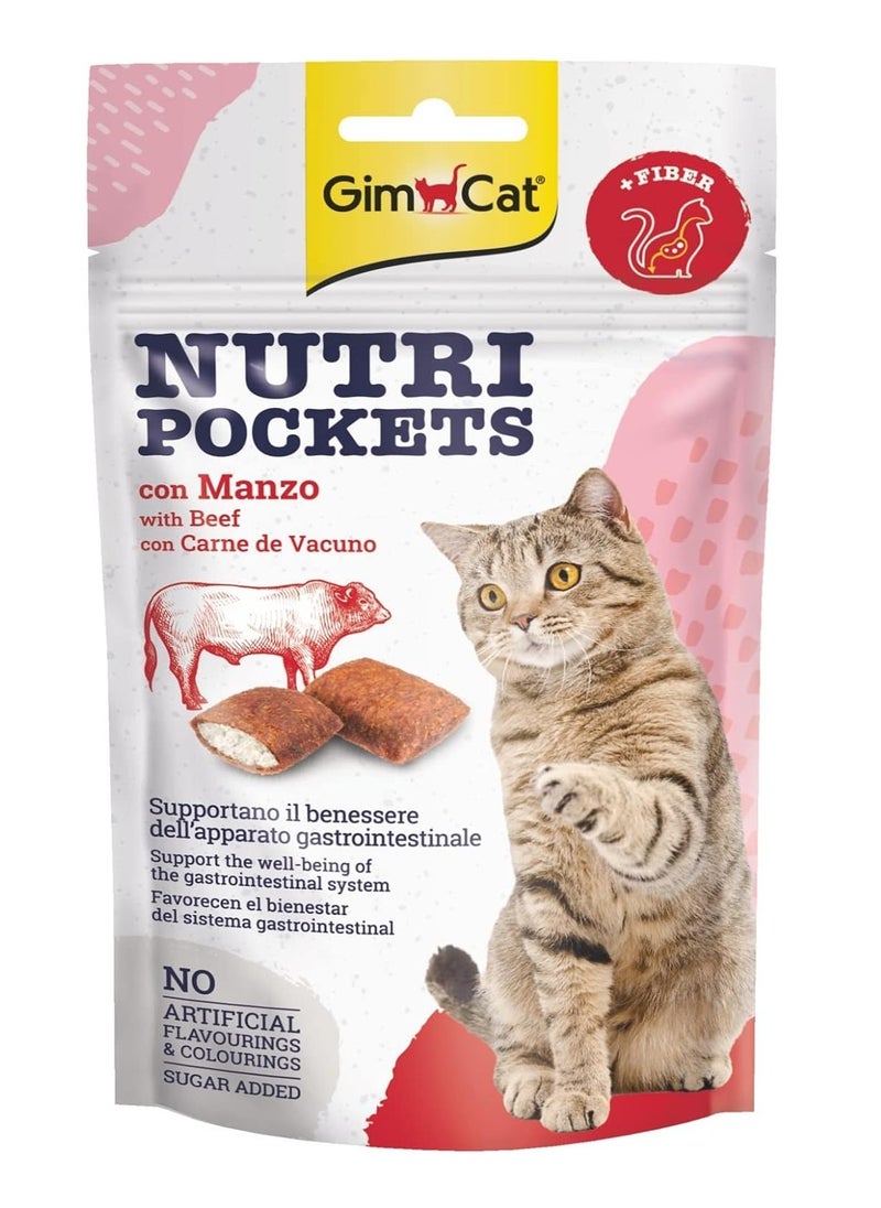 GimCat - Nutri Pockets Cat Treats with Beef 60g - Image 1