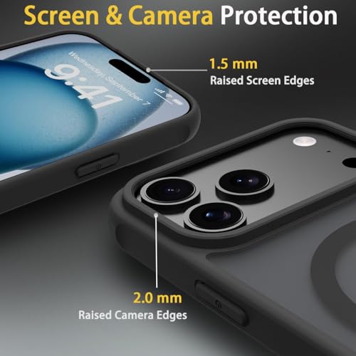 keeshar MagPro case for Apple iPhone 17 Pro | MagSafe Compatible Protective Cover with Strong Magnetic Adsorption, Shockproof Armor, Scratch Resistant Polycarbonate Hard Back | Translucent Matte Black - Image 5