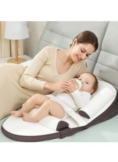 RATSAW Baby Lounger Travel Bed Baby Nest Ultra Soft Anti Reflux Pillow 0 to 30 Degree Height Adjustable Relieves Vomiting Milk Intestinal Colic Side Rails  - Image 1