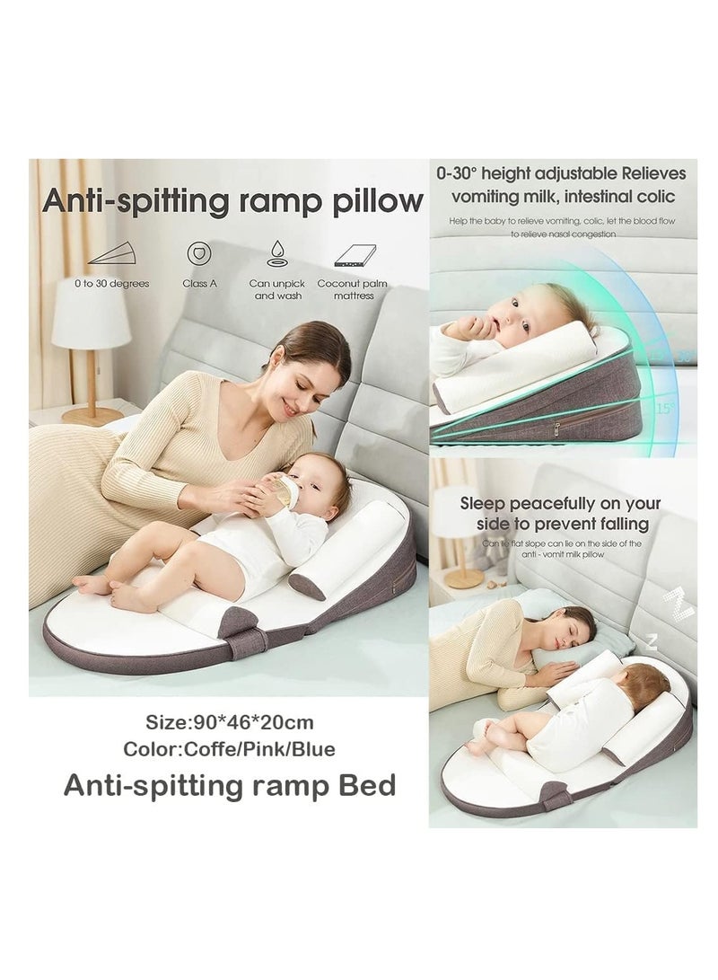 RATSAW Baby Lounger Travel Bed Baby Nest Ultra Soft Anti Reflux Pillow 0 to 30 Degree Height Adjustable Relieves Vomiting Milk Intestinal Colic Side Rails - Image 5