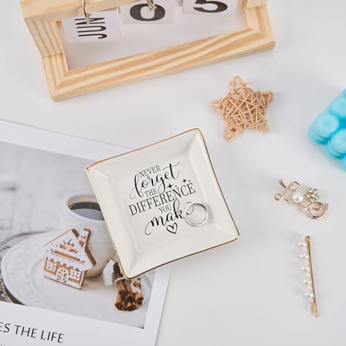 COZITED Thank You Gifts for Women Coworker Nurse Teacher Employee Appreciation Gift, Goodbye Farewell Going Away Retirement Gift for Woman Boss - Never Forget The Difference You Make Jewelry Dish - Image 2