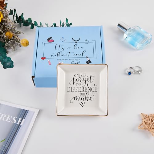 COZITED Thank You Gifts for Women Coworker Nurse Teacher Employee Appreciation Gift, Goodbye Farewell Going Away Retirement Gift for Woman Boss - Never Forget The Difference You Make Jewelry Dish - Image 3