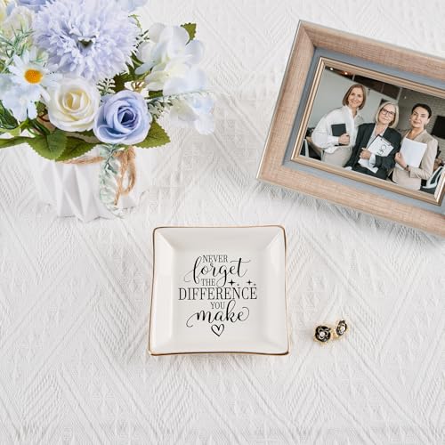 COZITED Thank You Gifts for Women Coworker Nurse Teacher Employee Appreciation Gift, Goodbye Farewell Going Away Retirement Gift for Woman Boss - Never Forget The Difference You Make Jewelry Dish - Image 4